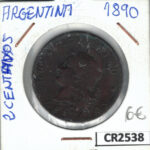 CR2538 MONEDA ARGENTINA 2 CENTAVOS 1890