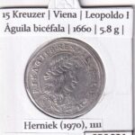 CR2691 MONEDA IMPERIO AUSTRIACO 15 KREUZER VIENA LEOPOLDO I 1660 PLATA