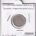 CR2819 MONEDA CHINA 10 FEN KWANGTUNG LEYENDA DRAGON CON PERLA GUANGXU 15-33 (1890-1908)