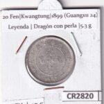 CR2820 MONEDA CHINA 20 FEN KWANGTUNG LEYENDA DRAGON CON PERLA GUANGXU 24 (1899)