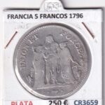 CR3659 MONEDA FRANCIA 5 FRANCOS 1796 PERPIGÑAN L'AN 5 PLATA