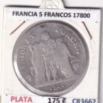 CR3662 MONEDA FRANCIA 5 FRANCOS 17800 BAYONA L'AN 9 PLATA