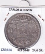 CR3666 MONEDA FRANCIA 5 FRANCOS 1825 CARLOS X ROVEN PLATA - Imagen 2