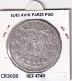 CR3668 MONEDA FRANCIA 5 FRANCOS 1824 LUIS XVIII PARIS PBO PLATA - Imagen 2
