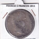 CR3675 MONEDA FRANCIA 5 FRANCOS 1811 NAPOLEON I PARIS PLATA