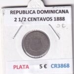 CR3868 MONEDA REPUBLICA DOMINICANA 2 1/2 CENTAVOS 1888 PLATA