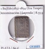 CR3885 MONEDA JAPON 1 BU EDO 1837-1854 (ERA TENPO) PLATA