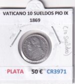 CR3971 MONEDA VATICANO 10 SUELDOS PIO IX 1869 PLATA