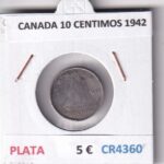 CR4360 MONEDA CANADA 10 CENTIMOS 1942 PLATA