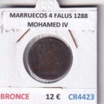 CR4423 MONEDA MARRUECOS 4 FALUS 1288 MOHAMED IV BRONCE