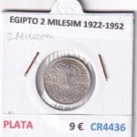CR4436 MONEDA EGIPTO 2 MILESIM 1922-1952 PLATA
