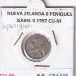 CR4445 MONEDA NUEVA ZELANDA 6 PENIQUES ISABEL II 1957 CU-NI