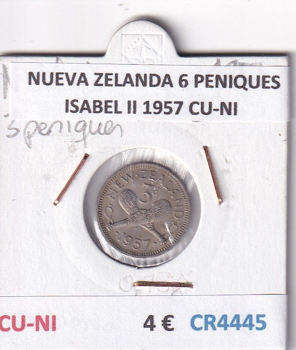 CR4445 CR4445 MONEDA NUEVA ZELANDA 6 PENIQUES ISABEL II 1957 CU-NI - Imagen 1