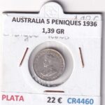 CR4460 MONEDA AUSTRALIA 5 PENIQUES 1936 1,39 GR PLATA