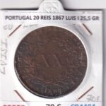 CR4484 MONEDA PORTUGAL 20 REIS 1867 LUIS I 25,5 GR COBRE