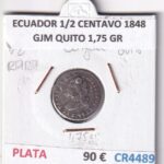CR4489 MONEDA ECUADOR 1/2 CENTAVO 1848 COLGADA RARA GJM QUITO 1,75 GR