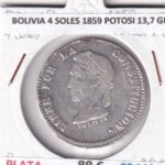 CR4494 MONEDA BOLIVIA 4 SOLES 1859 POTOSI 13,7 GR PLATA