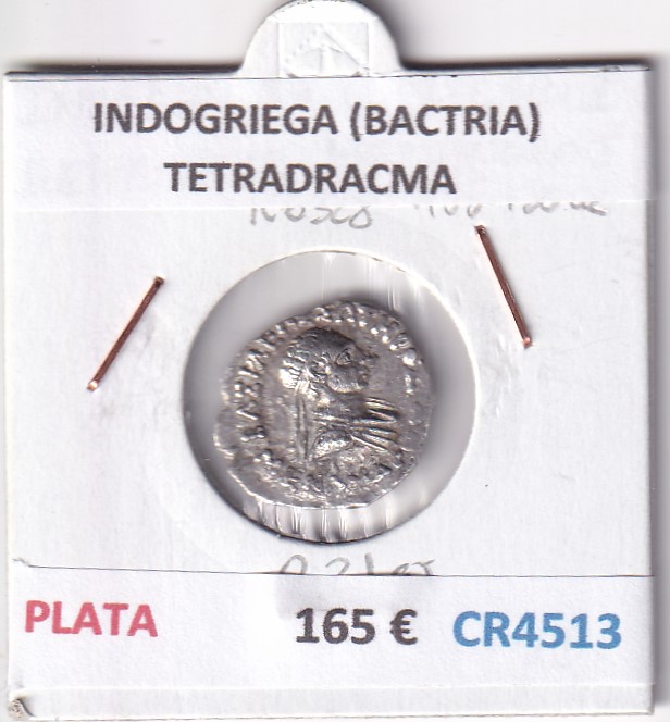 CR4513 CR4513 MONEDA INDOGRIEGA (BACTRIA) TETRADRACMA MENANDRO I 155-120 A.C. - Imagen 1