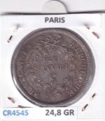CR4545 MONEDA FRANCIA 5 FRANCOS 1876 A PARIS PLATA - Imagen 2