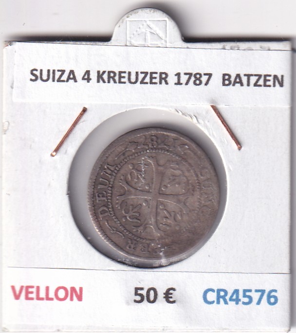 CR4576 CR4576 MONEDA SUIZA 4 KREUZER 1787 BATZEN VELLON - Imagen 1