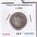CR4593 MONEDA ITALIA VICTOR MANUEL III 5 LIRAS PLATA