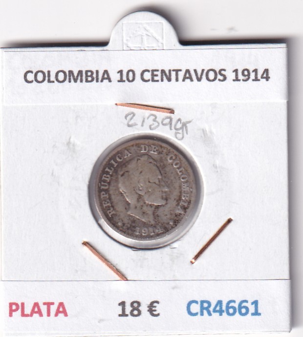 CR4661 CR4661 MONEDA COLOMBIA 10 CENTAVOS 1914 PLATA - Imagen 1
