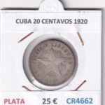 CR4662 MONEDA CUBA 20 CENTAVOS 1920 PLATA
