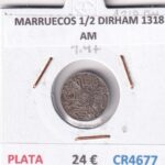 CR4677 MONEDA MARRUECOS 1/2 DIRHAM 1318 AM PLATA