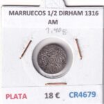 CR4679 MONEDA MARRUECOS 1/2 DIRHAM 1316 AM PLATA