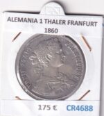 CR4688 MONEDA ALEMANIA 1 THALER FRANFURT 1860 PLATA