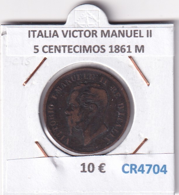 CR4704 CR4704 MONEDA ITALIA VICTOR MANUEL II 5 CENTECIMOS 1861 M BRONCE - Imagen 1