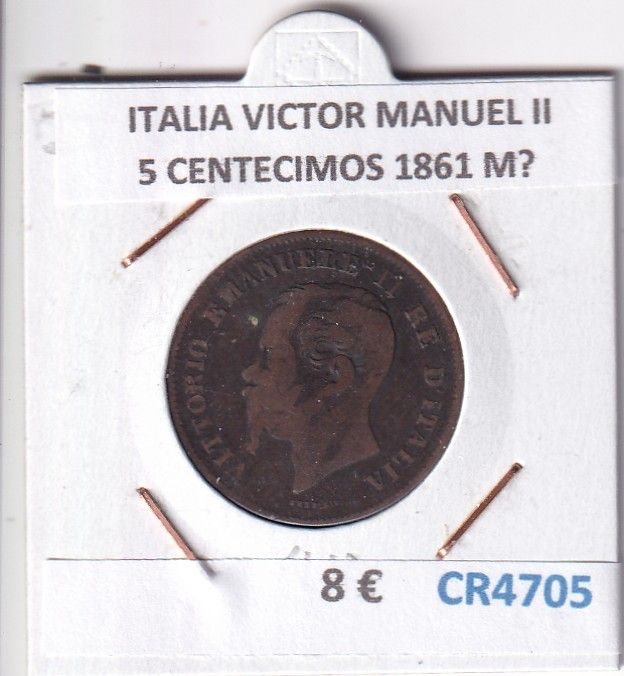 CR4705 CR4705 MONEDA ITALIA VICTOR MANUEL II 5 CENTECIMOS 1861 M? BRONCE - Imagen 1