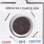 CR4730 MONEDA GIBRALTAR 1 CUARTO 1820 COBRE