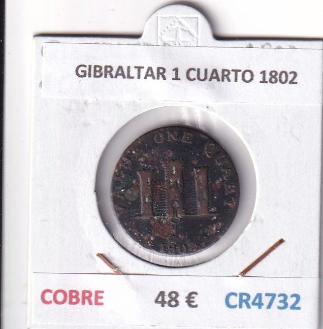 CR4732 CR4732 MONEDA GIBRALTAR 1 CUARTO 1802 COBRE - Imagen 1
