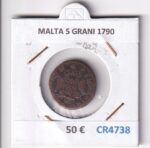 CR4738 MONEDA MALTA 5 GRANI 1790