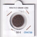 CR4738 MONEDA MALTA 5 GRANI 1790