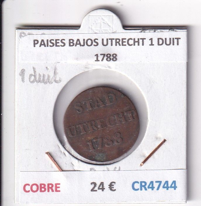 CR4744 CR4744 MONEDA PAISES BAJOS UTRECHT 1 DUIT 1788 COBRE - Imagen 1