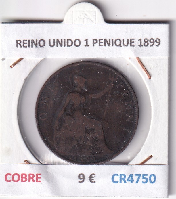 CR4750 CR4750 MONEDA REINO UNIDO 1 PENIQUE 1899 COBRE - Imagen 1