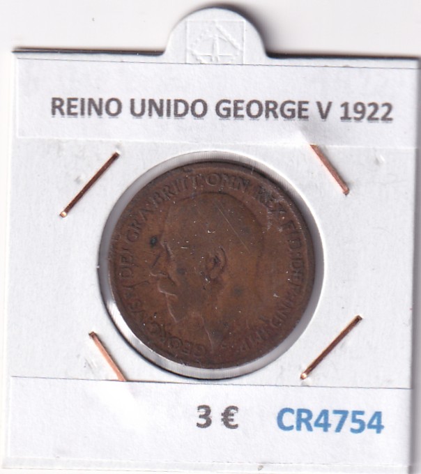 CR4754 CR4754 MONEDA REINO UNIDO GEORGE V 1922 - Imagen 1