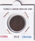 CR4760 MONEDA TUNEZ 5 JARUB 1854 AH 1281 COBRE