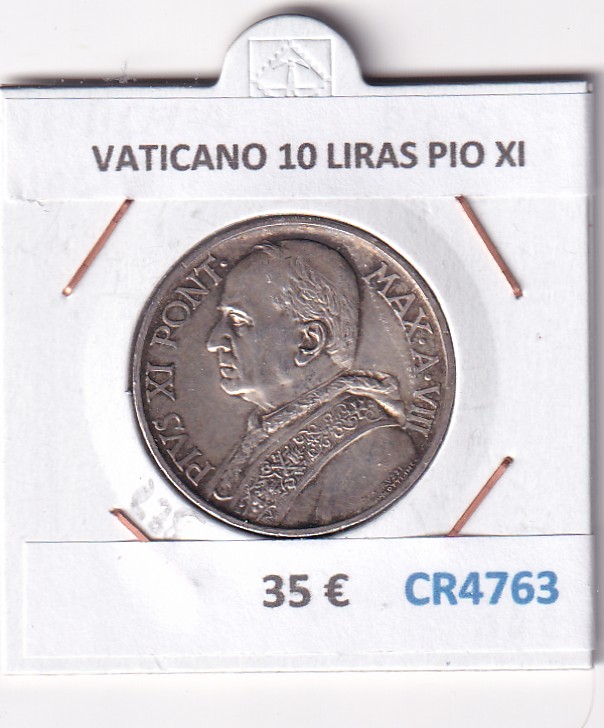 CR4763 CR4763 MONEDA VATICANO 10 LIRAS PIO XI - Imagen 1