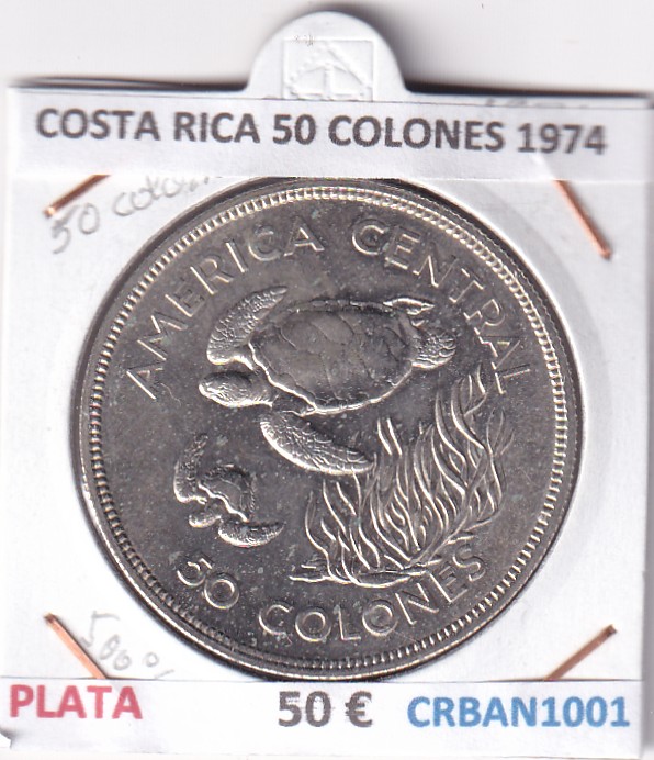 CR4773 CR4773 MONEDA COSTA RICA 50 COLONES 1974 PLATA 500 - Imagen 1
