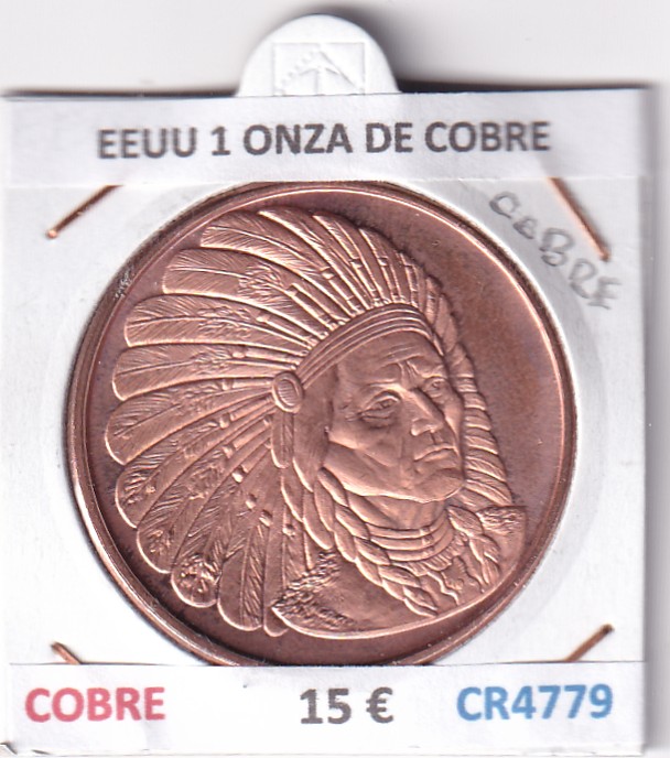 CR4779 CR4779 MONEDA EEUU 1 ONZA COBRE - Imagen 1