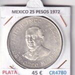 CR4780 MONEDA MEXICO 25 PESOS 1972 PLATA 720