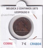 CR4804 MONEDA BELGICA 2 CENTIMOS 1873 LEOPOLDO II COBRE