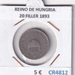 CR4812 MONEDA REINO DE HUNGRIA 20 FILLER 1893