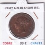 CR4813 MONEDA JERSEY 1/26 DE CHELIN 1851 COBRE