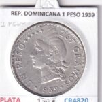 CR4820 MONEDA REP. DOMINICANA 1 PESO 1939 PLATA