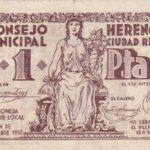 CRBL0206 BILLETE LOCAL ESPAÑA HERENCIA (CIUDAD REAL) 1 PESETA 1937 BC