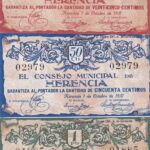 CRBL0334 LOTE 3  BILLETES ESPAÑA LOCAL 0,25, 0,50 Y 1 PESETA HERENCIA 1937 EBC-
